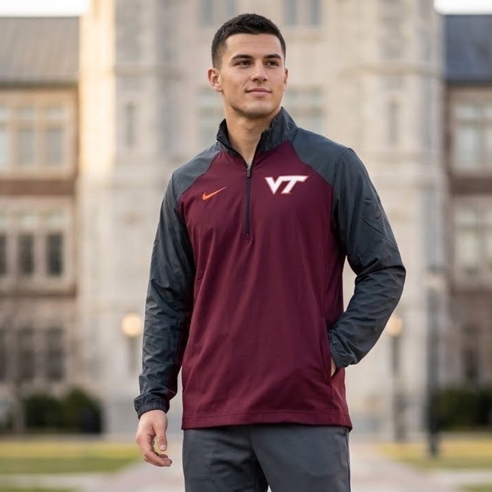 Nike Virginia Tech Hokies Dri-FIT Quarter Zip Pullover Maroon Men Small College